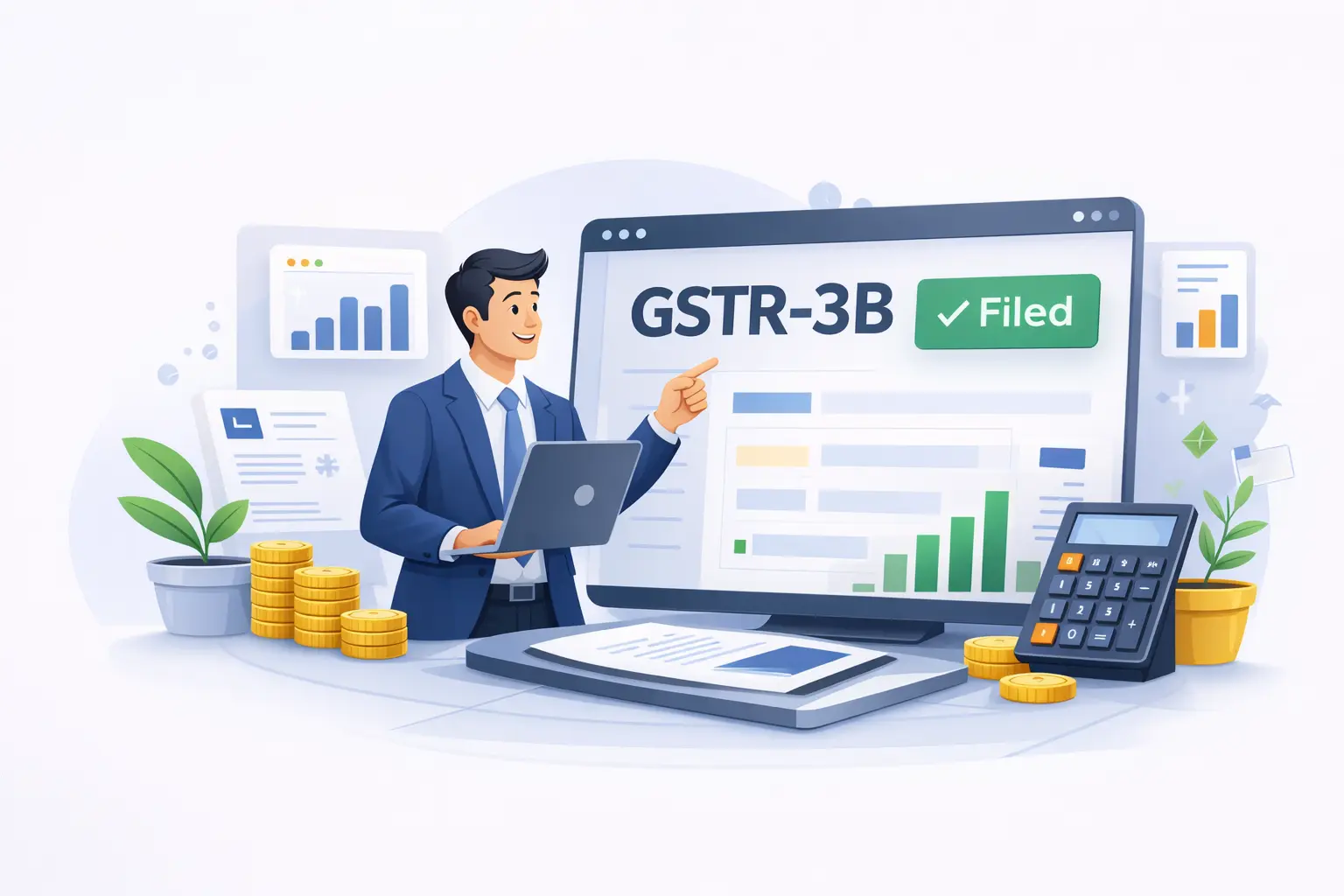 gst late fee and penalty gstr-3b filing illustration